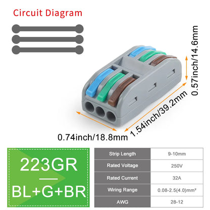 DIY GO 25PCS Universal Compact Fast BUTT Wire Connector Push-in Lever Splice Terminal Block 2/3/4/5 Pin Home LED Lighting Wiring
