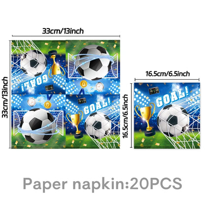 Blue Football Birthday Party Decoration Supply Birthday Soccer Plates Cups Napkins Towel Paper Tableware Tablecloth Party Favor