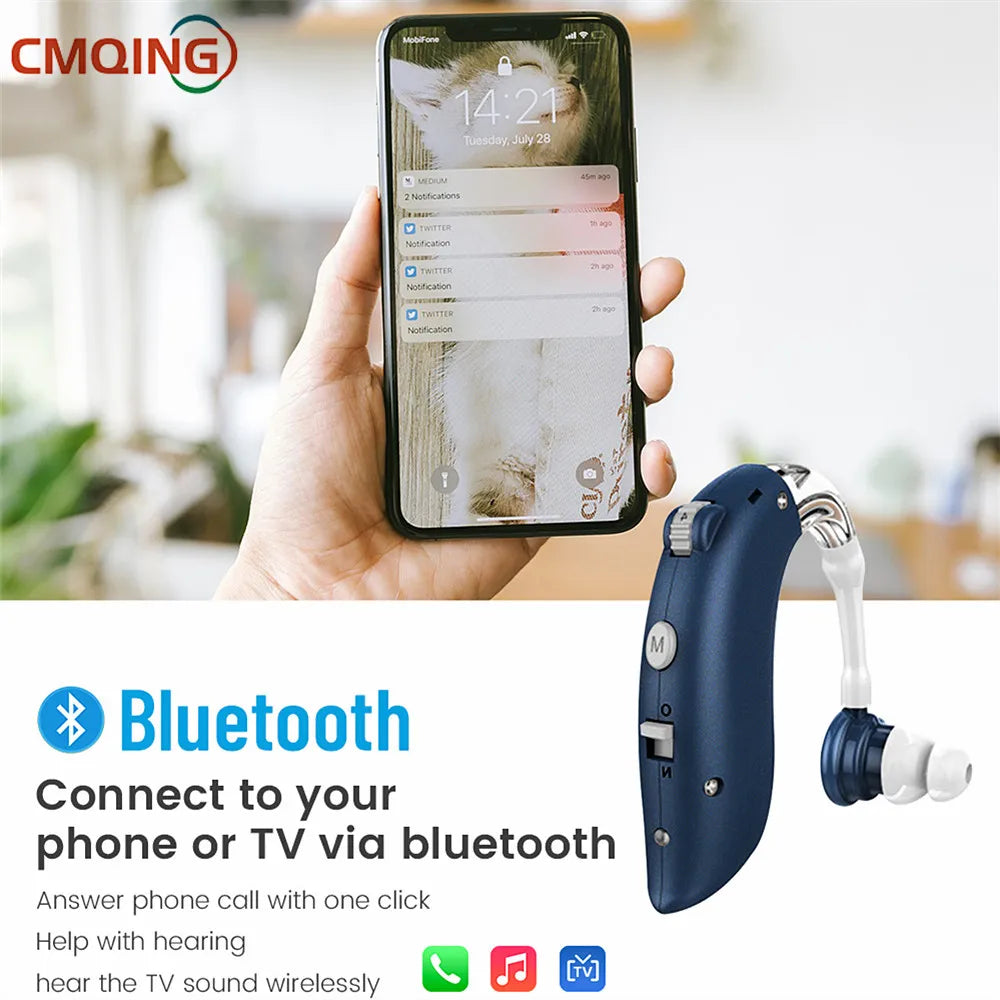 Bluetooth New cheap digit BTE Rechargeable Sound Amplifier Severe Hearing Aid For Deaf People Hearing Aid For The Deaf People