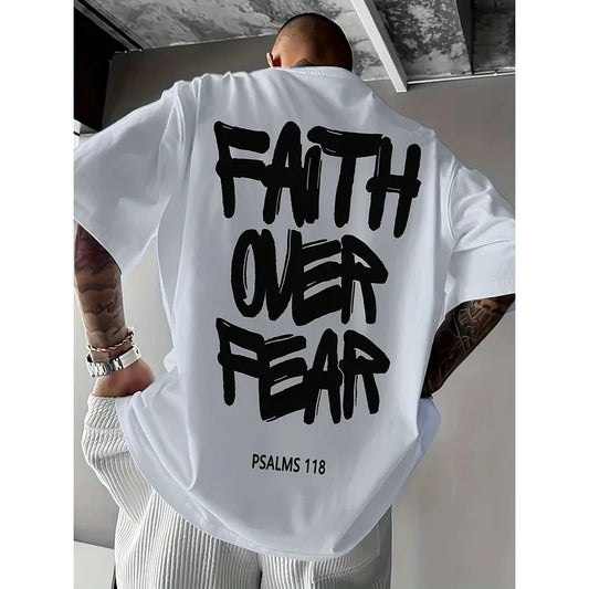 Men's T-shirt - 100% lightweight summer casual T-shirt, bold letter print, round-neck short-sleeved for outdoor activities