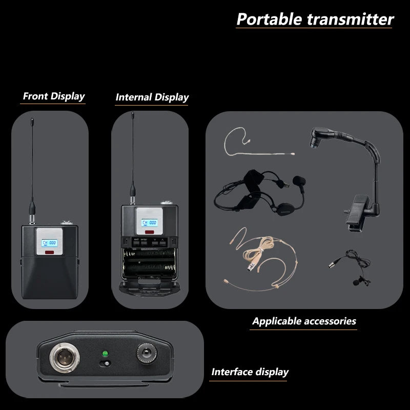A.CHENG AD4G bodypack head-worn lavalier wireless microphone with UHF long-distance reception and excellent performance