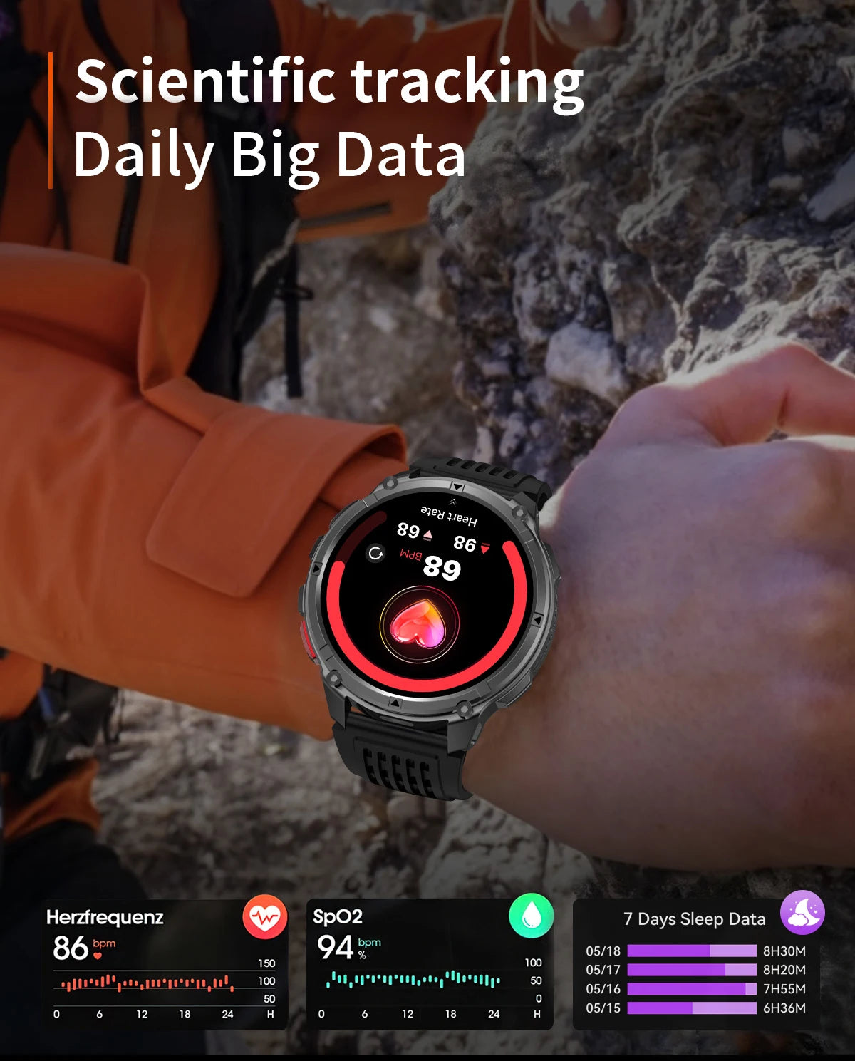 LIGE Smart Watch 2026 Gorąca Sprzedaż 1100mAh Wojskowy Wodoodporny Kompas Latarka LED Tryby Sportowe Męski Smartwatch Dla Android iOS
