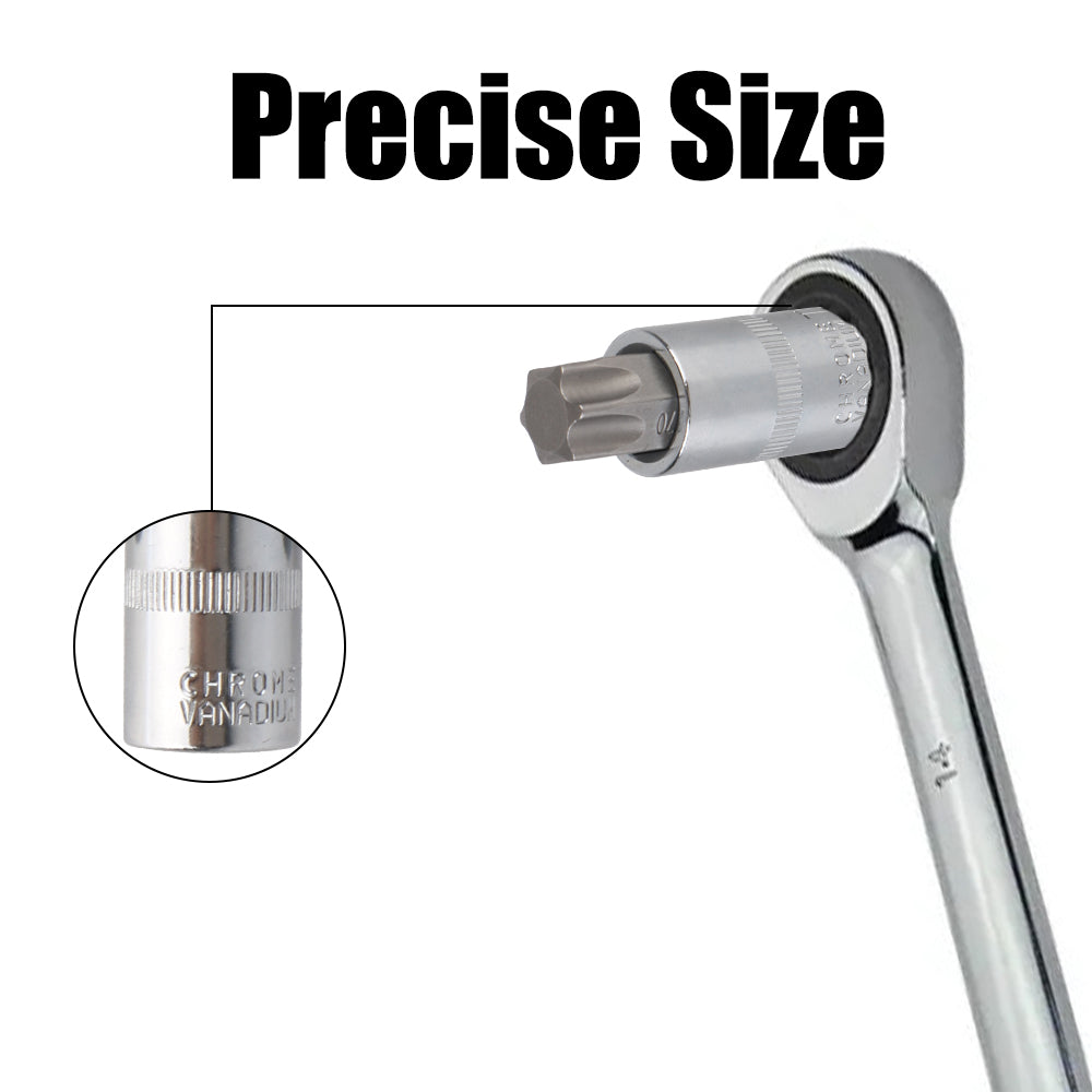 T8-T70 Torx Bit Socket Set 1/4" 3/8" 1/2" Drive Car Removal Tools Socket Wrench Tools 13 Pcs For Ratchet Torque Spanner