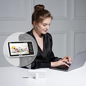 Nowa niania elektroniczna z kamerą 5 cali i dźwiękiem, 4-krotny zoom, bateria 22 godziny, zasięg 300 m, dwukierunkowa komunikacja, czujnik temperatury, kołysanka