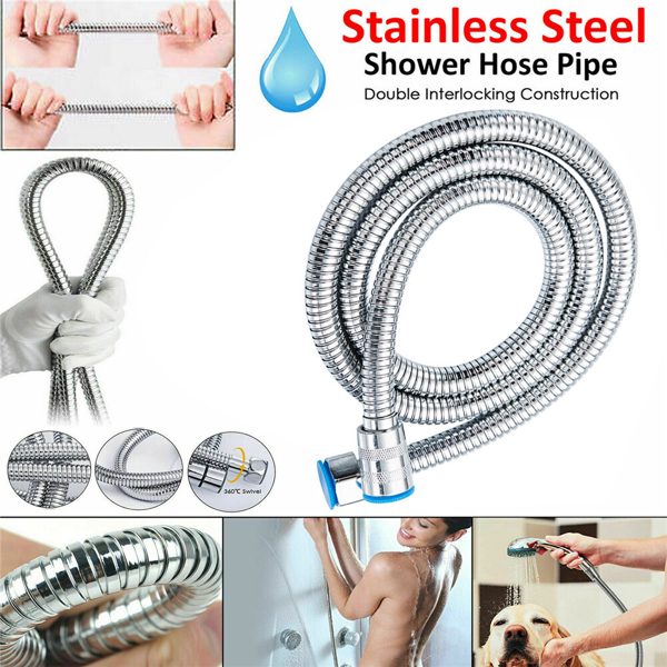 2m Flexible Shower Hose for Handheld Showerhead - Durable Plumbing Tube for Bathroom Use