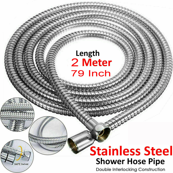 2m Flexible Shower Hose for Handheld Showerhead - Durable Plumbing Tube for Bathroom Use