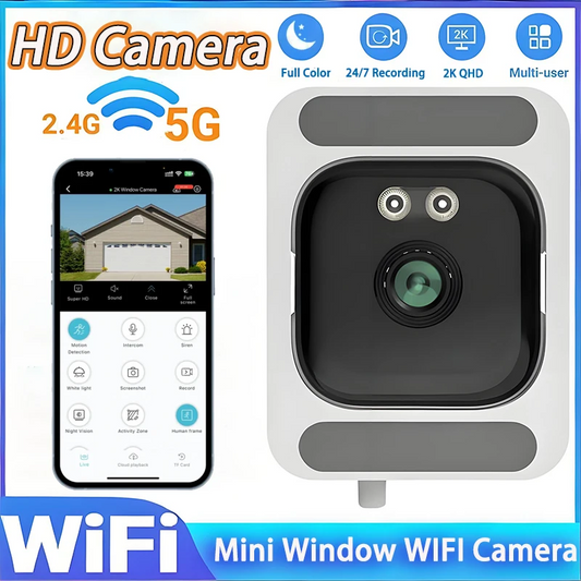 Kamera okienna 5MP, domowe kamery wewnętrzne Wi-Fi 5GHz, kolorowy noktowizor, wykrywanie ruchu, nagrywanie 24/7, szybka instalacja