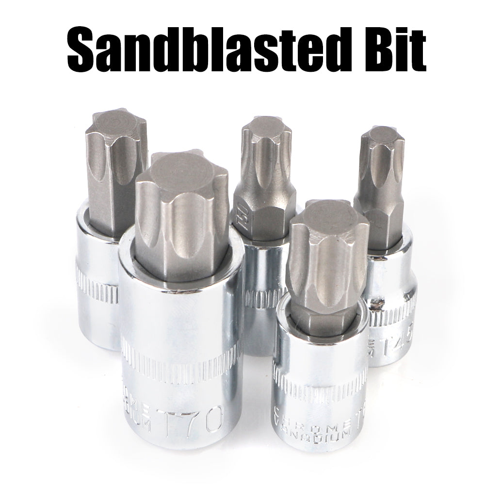 T8-T70 Torx Bit Socket Set 1/4" 3/8" 1/2" Drive Car Removal Tools Socket Wrench Tools 13 Pcs For Ratchet Torque Spanner